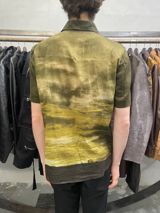 2000s Cavalli Apocalyptic Sunset Brown Faded Shirt - Image 3