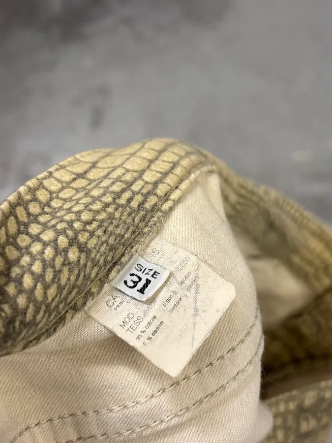 2000s Cavalli Beige Crocodile Effect Pants - Image 10