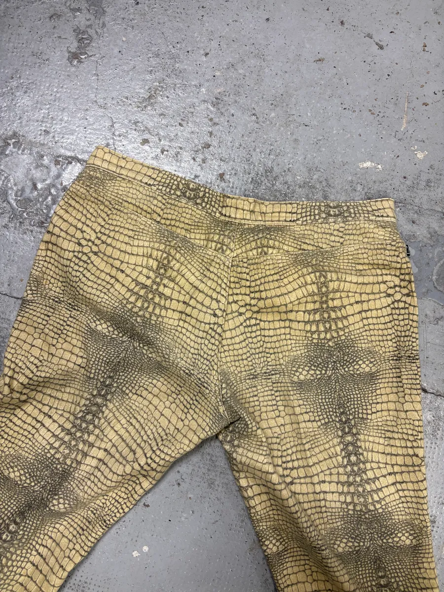 2000s Cavalli Beige Crocodile Effect Pants - Image 7