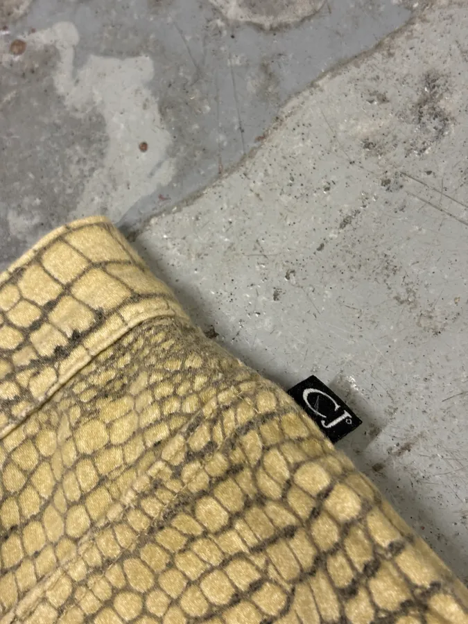 2000s Cavalli Beige Crocodile Effect Pants - Image 8