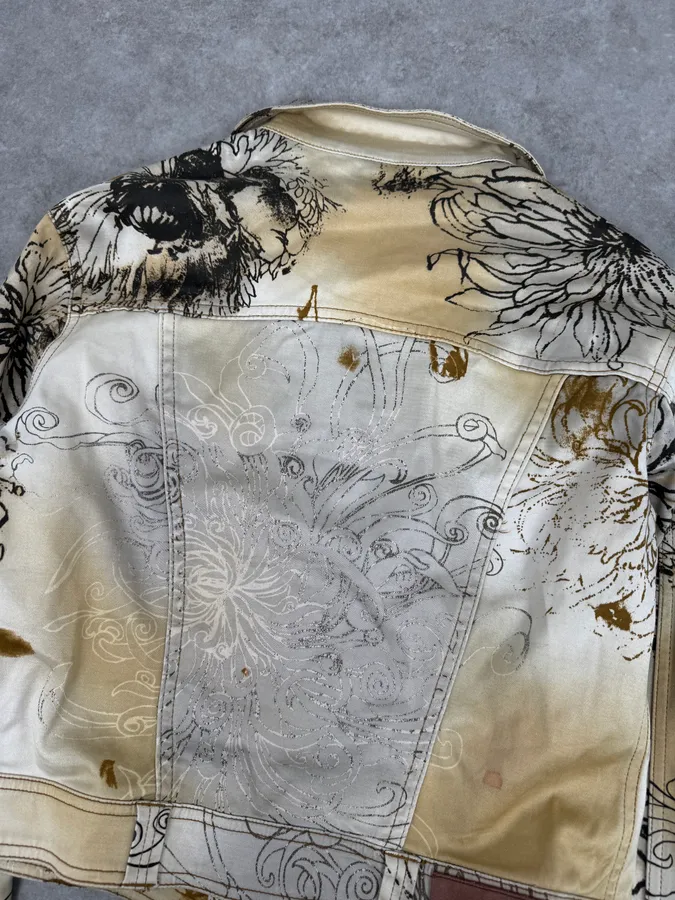 2000s Cavalli Beige Floral Buttoned Jacket - Image 6