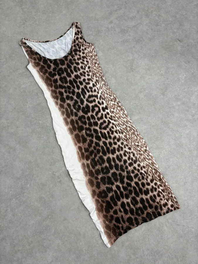 2000s Cavalli Beige Gradiant Leopard Dress - Image 4