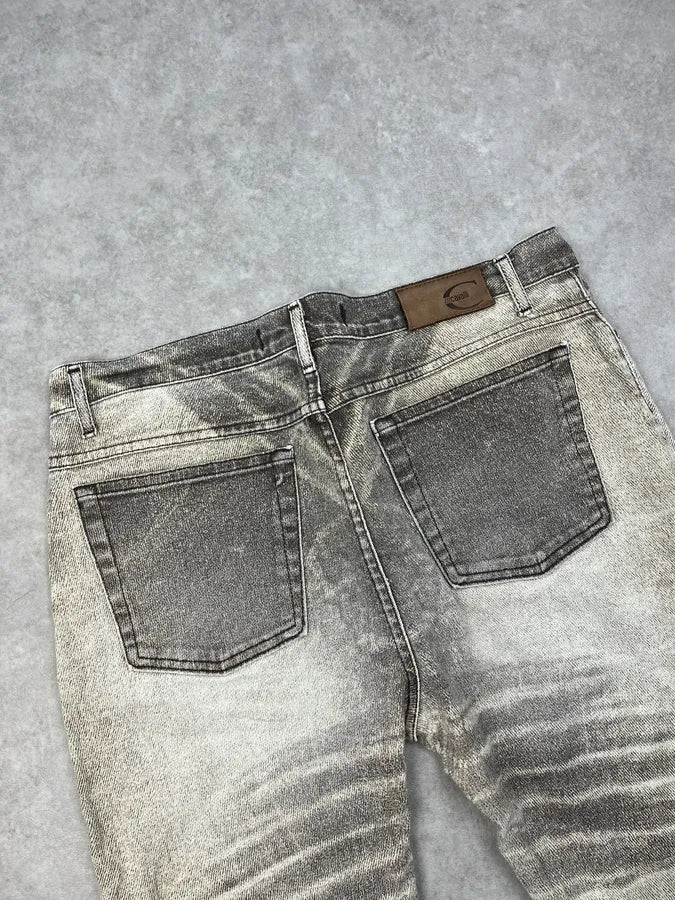 2000s Cavalli Beige & Grey Faded Overprint Bootcut Pants - Image 8