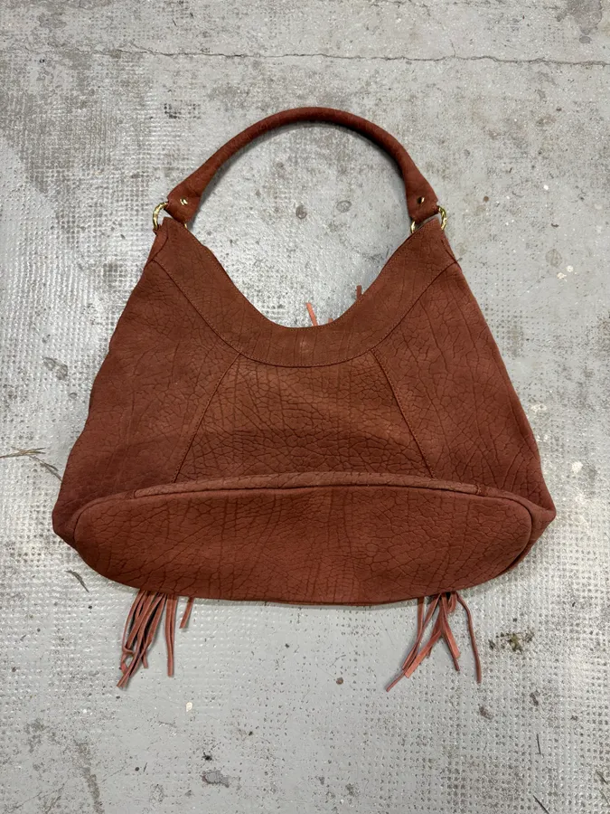 2000s Cavalli Beige Leather Fringe Handle Bag - Image 6