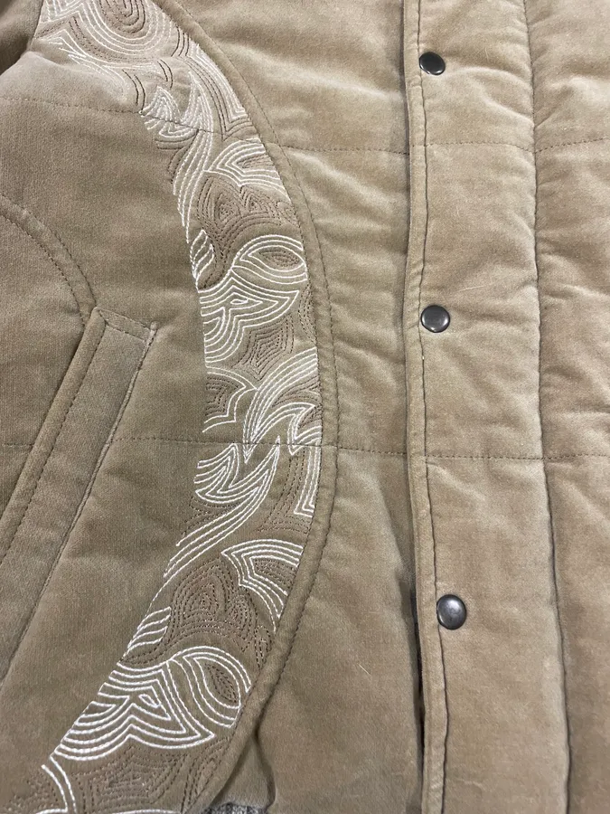 2000s Cavalli Beige Tribal Fur Collar Velvet Jacket - Image 7
