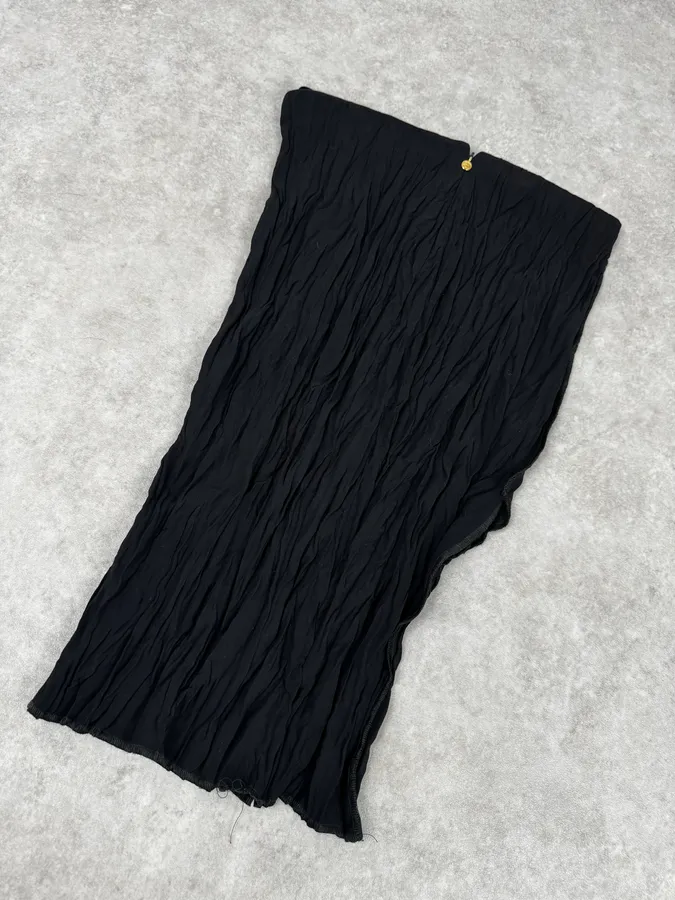 2000s Cavalli Black Crinkled Split Nylon Skirt - Image 7
