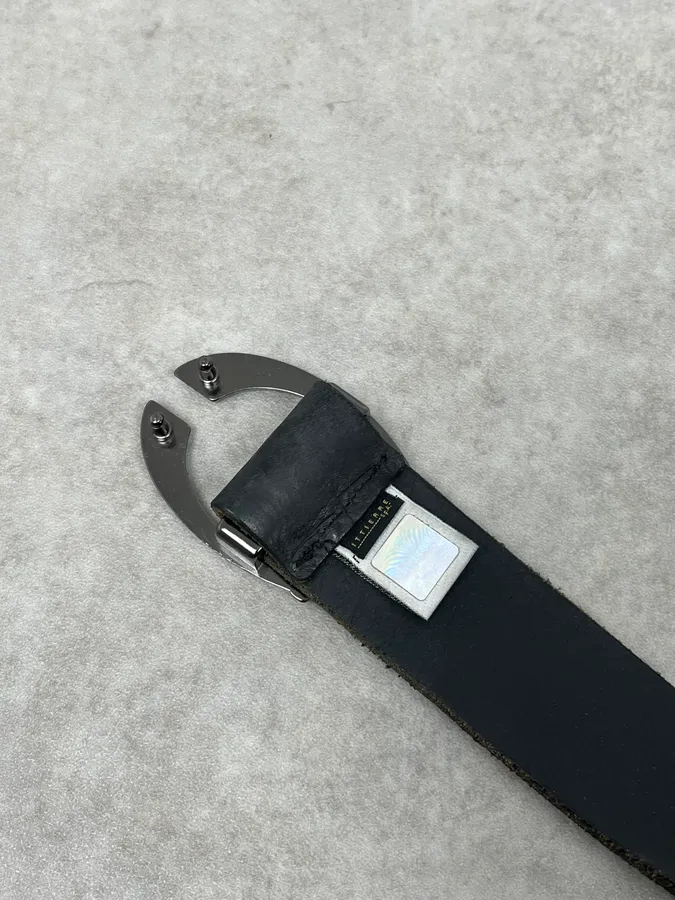 2000s Cavalli Black Crocodile Embossed Leather Belt - Image 7