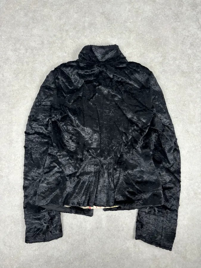 2000s Cavalli Black Faux Fur Light Jacket - Image 5