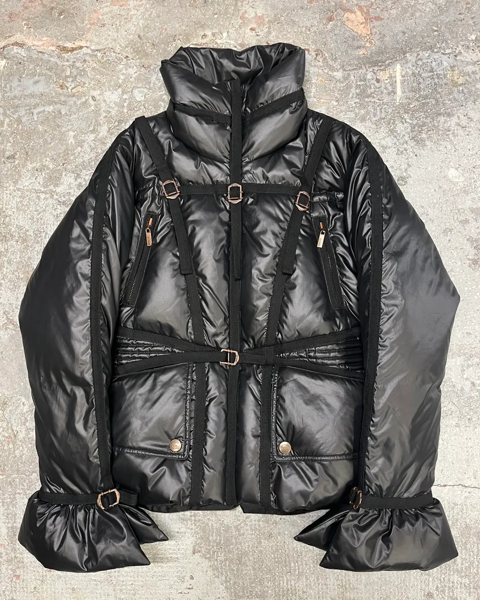 2000s Cavalli Black Harness Bondage Puffet Jacket