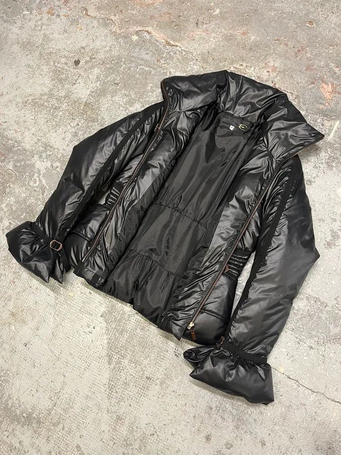 2000s Cavalli Black Harness Bondage Puffet Jacket - Image 3