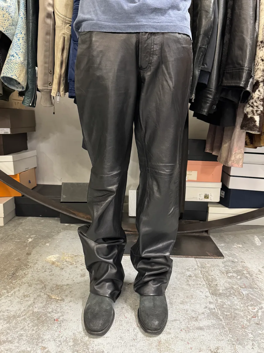 2000s Cavalli Black Leather Pants - Image 5