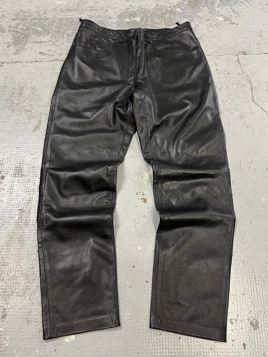 2000s Cavalli Black Minimalist Leather Pants
