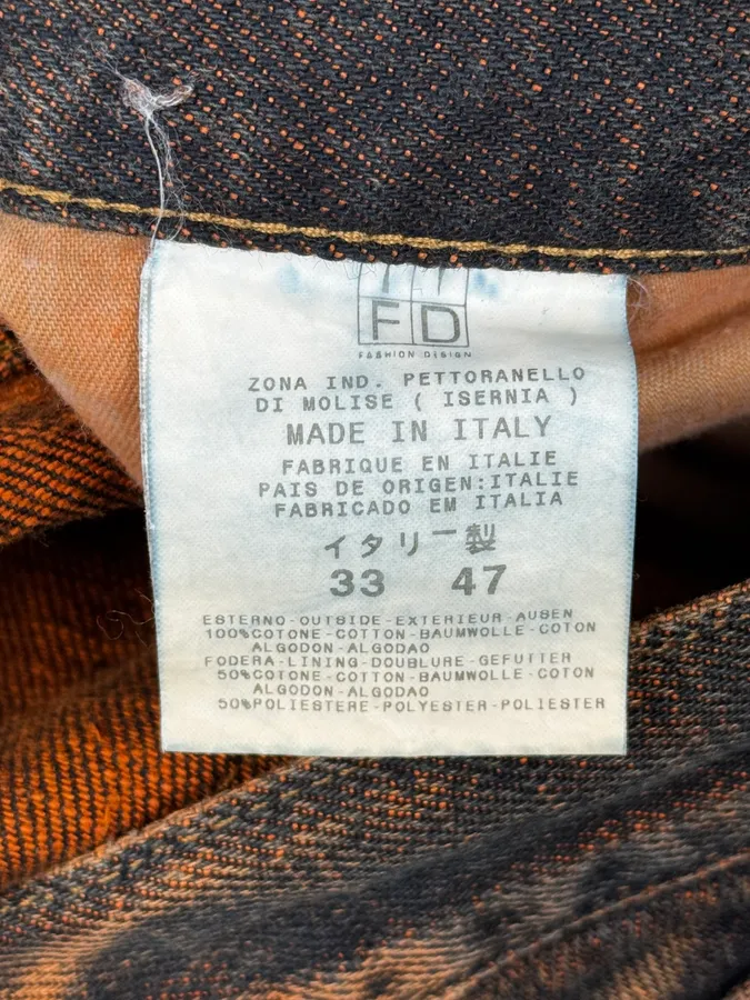 2000s Cavalli Black & Orange Side Navy Jeans - Image 11