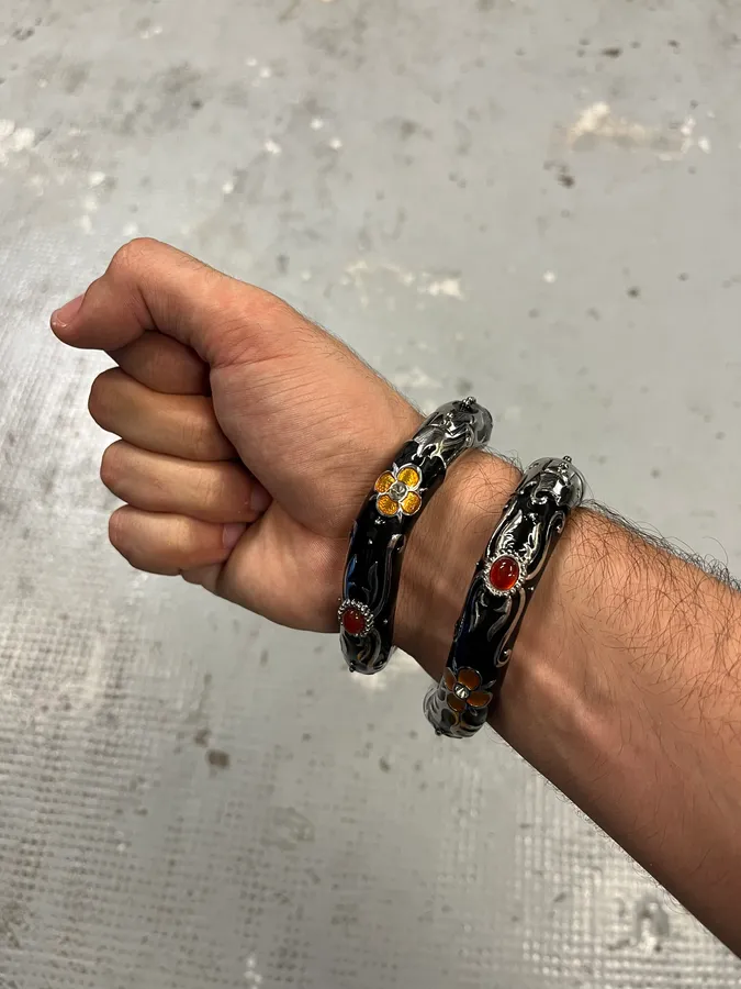 2000s Cavalli Black Ornament Snake Bracelet Watch - Image 4
