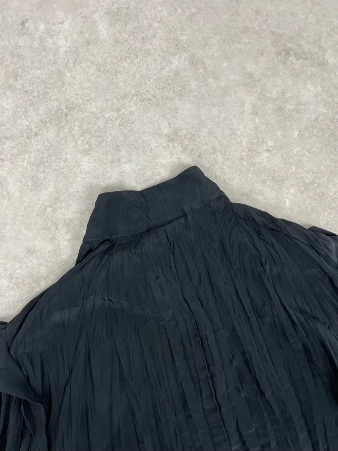 2000s Cavalli Black Pleats Minimalist Shirt - Image 6