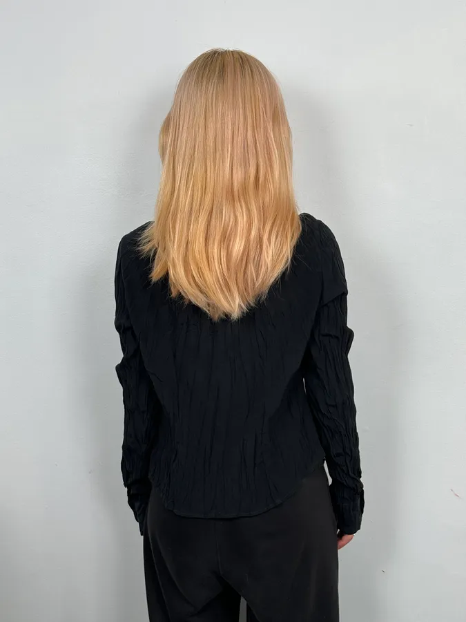 2000s Cavalli Black Pleats Shirt - Image 2