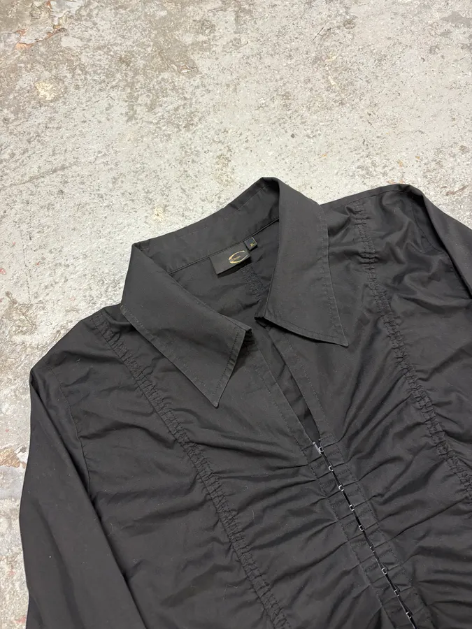 2000s Cavalli Black Pleats Shirt - Image 4