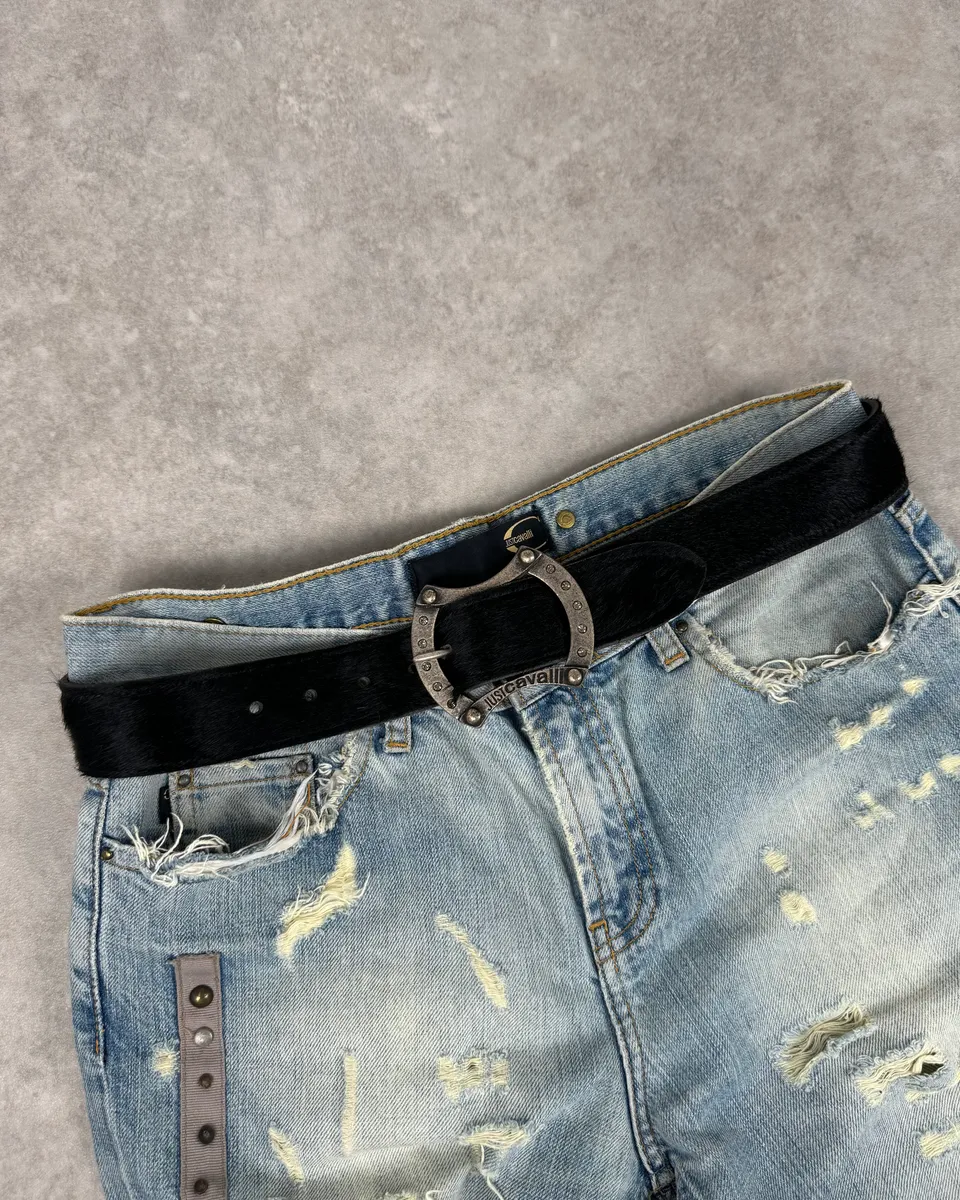 2000s Cavalli Black Pony Hair Belt
