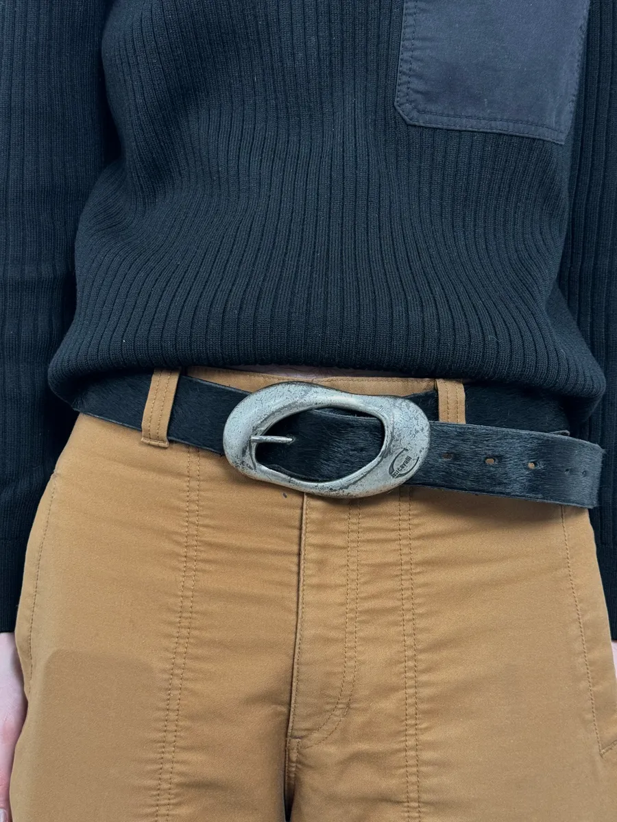 2000s Cavalli Black Pony Hair Leather Belt