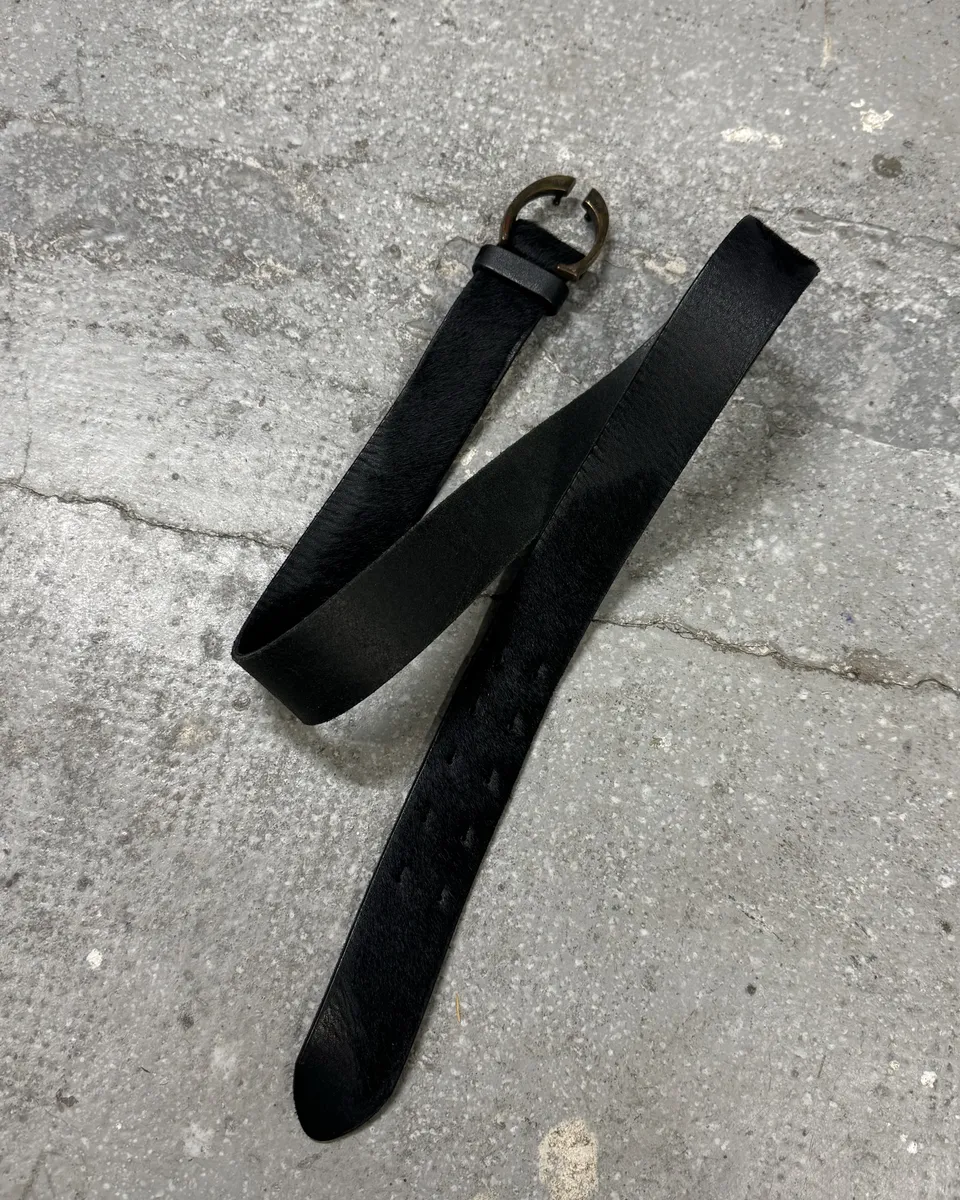 2000s Cavalli Black Pony Hair Leather Belt - Image 2
