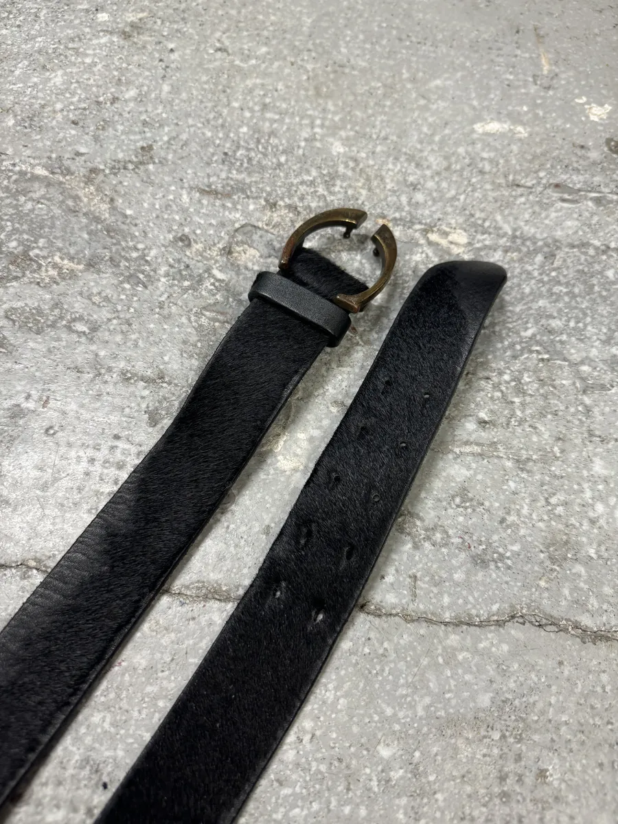 2000s Cavalli Black Pony Hair Leather Belt - Image 4