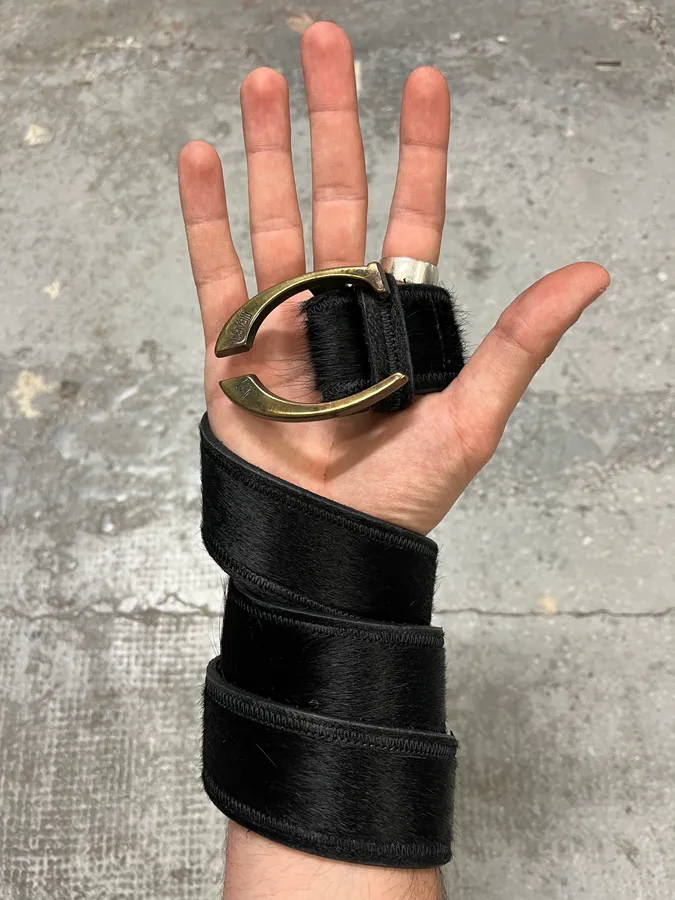 2000s Cavalli Black Pony Hair Leather Belt