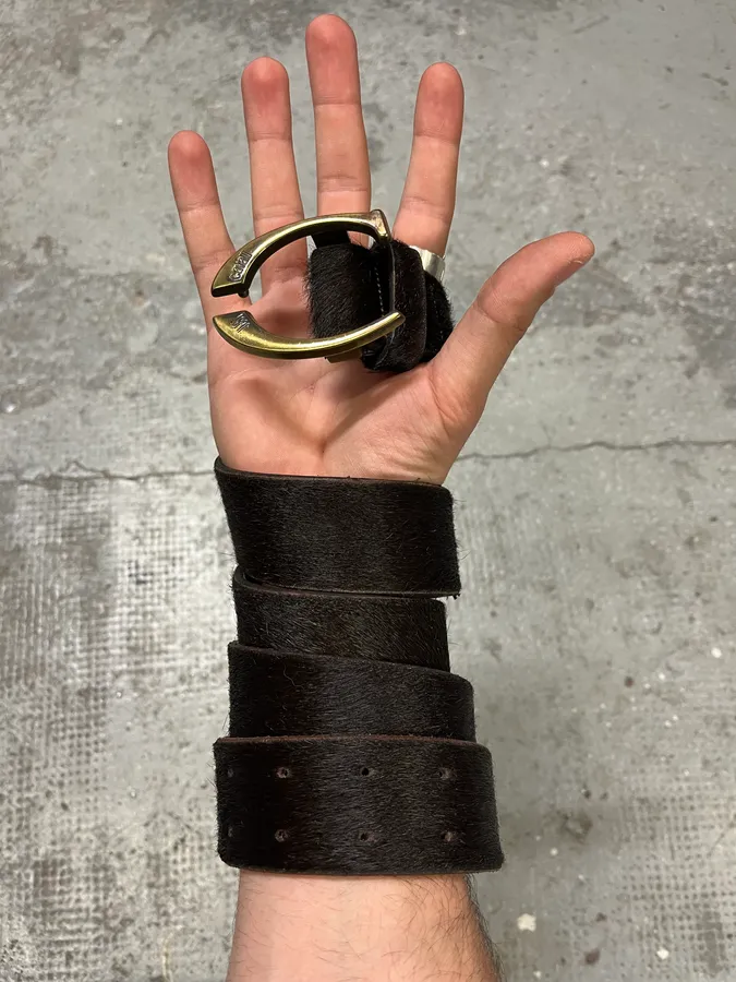 2000s Cavalli Black Pony Hair Leather Belt