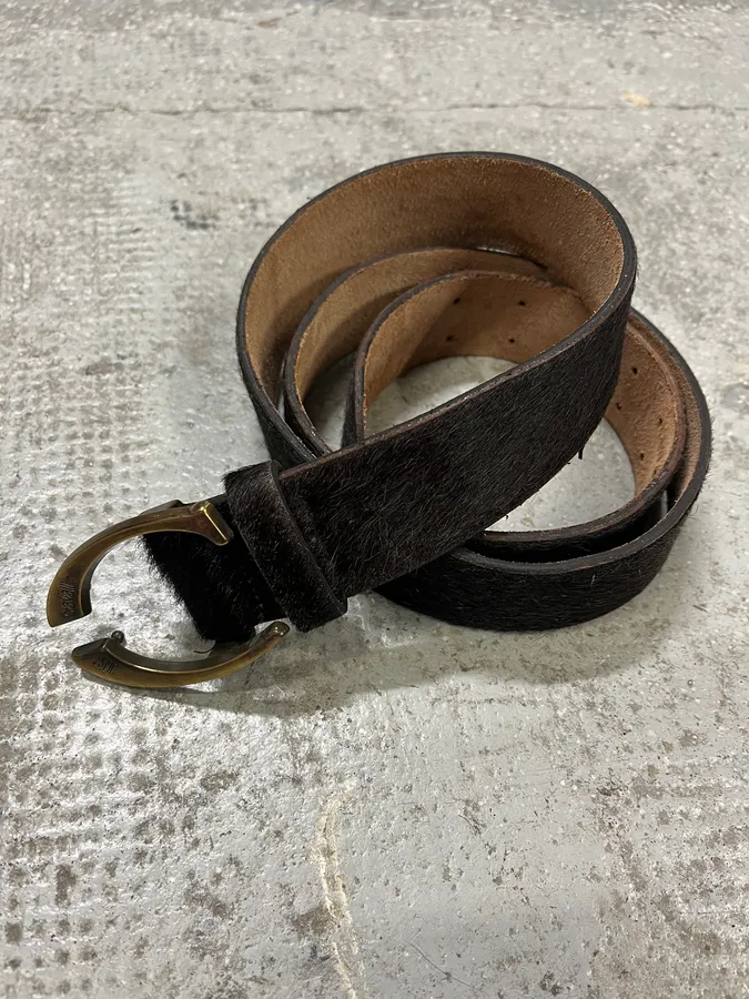 2000s Cavalli Black Pony Hair Leather Belt - Image 4