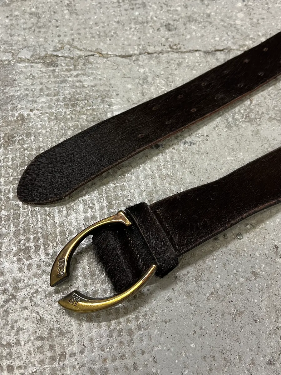 2000s Cavalli Black Pony Hair Leather Belt - Image 6