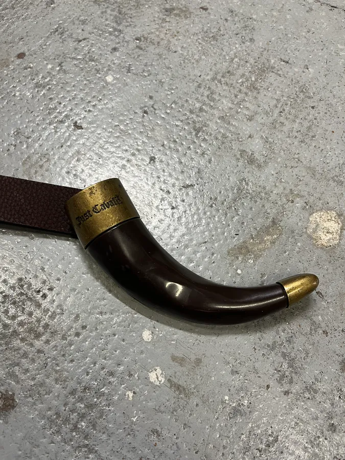 2000s Cavalli Black Spice Brown Leather Belt - Image 6