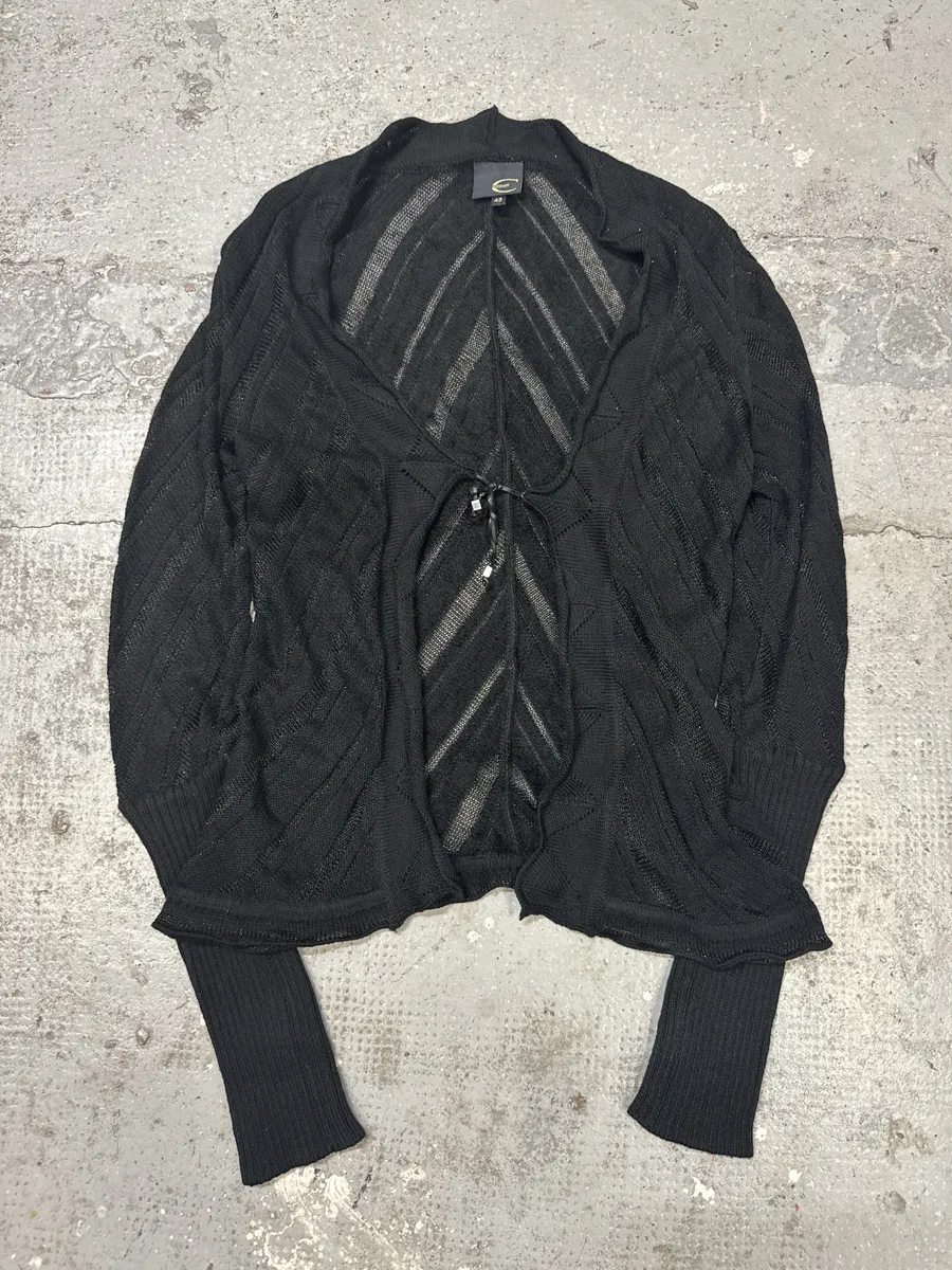 2000s Cavalli Black Stripes Wool Cardigan