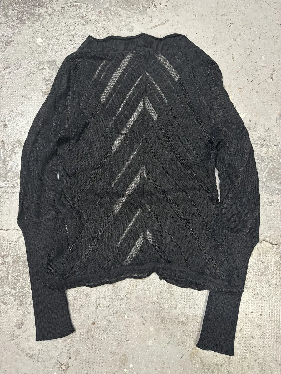2000s Cavalli Black Stripes Wool Cardigan - Image 4