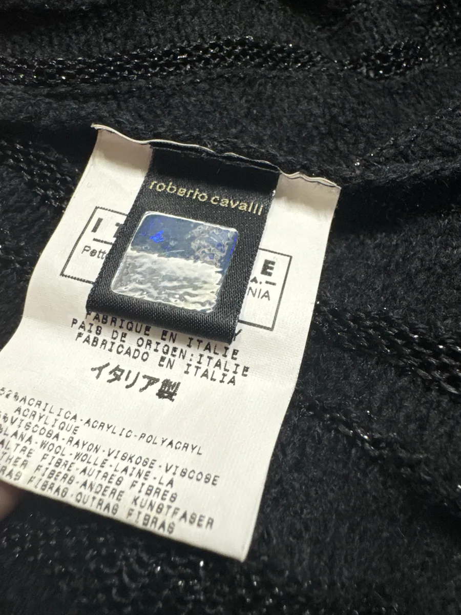 2000s Cavalli Black Stripes Wool Cardigan - Image 5