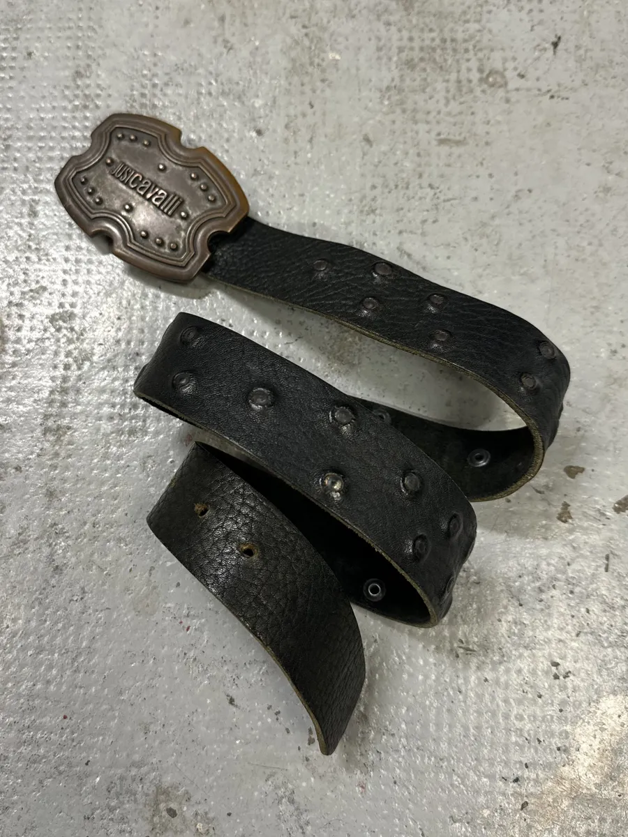 2000s Cavalli Black Studded Leather Belt - Image 2