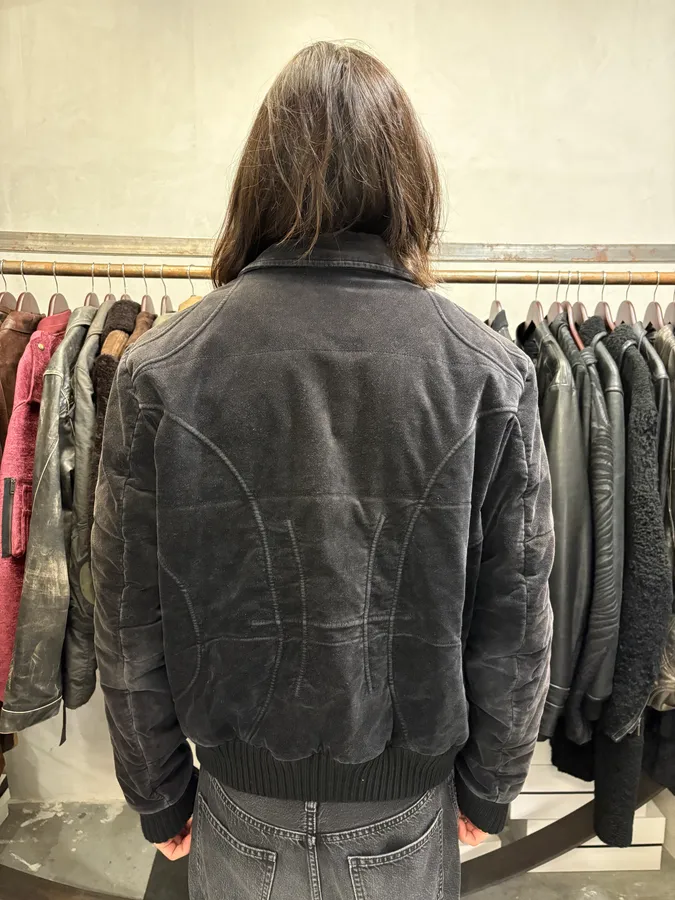 2000s Cavalli Black Velvet Bomber Jacket - Image 3