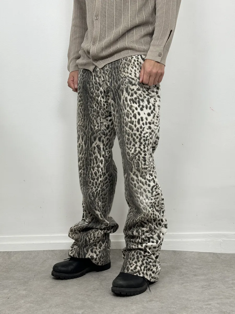 2000s Cavalli Black & White Leopard Pants - Image 3
