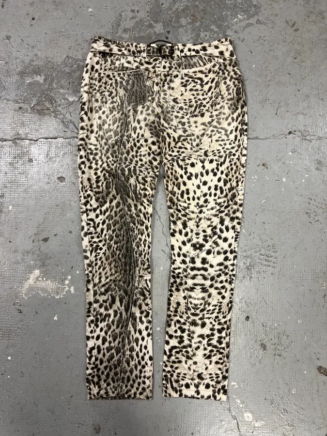 2000s Cavalli Black & White Panther Pants - Image 2