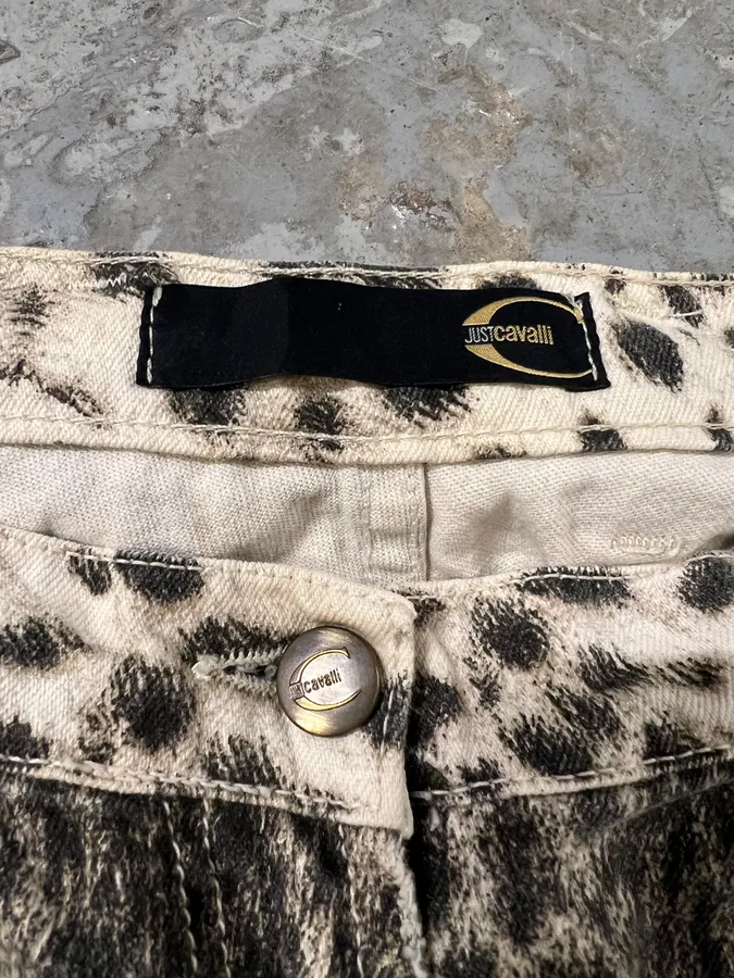 2000s Cavalli Black & White Panther Pants - Image 3