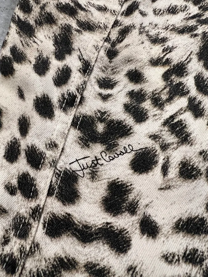 2000s Cavalli Black & White Panther Pants - Image 5