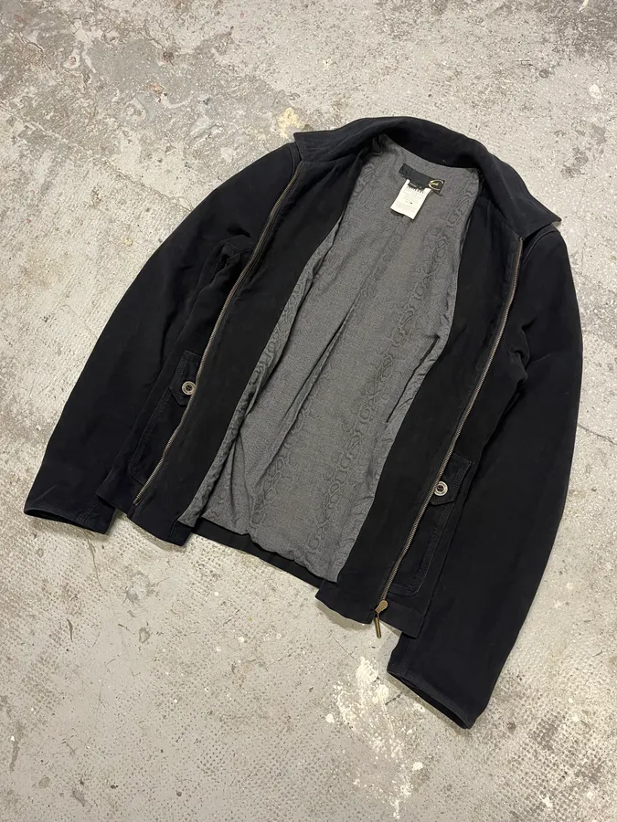 2000s Cavalli Black Zip-Up Suede Jacket - Image 5