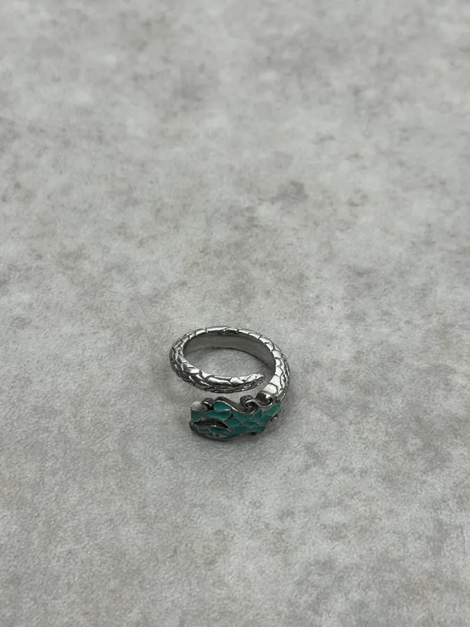 2000s Cavalli Blue Asian Dragon Metal Ring