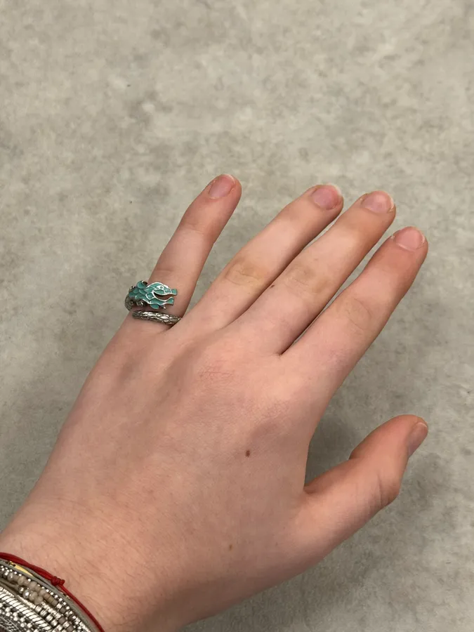 2000s Cavalli Blue Asian Dragon Metal Ring - Image 3