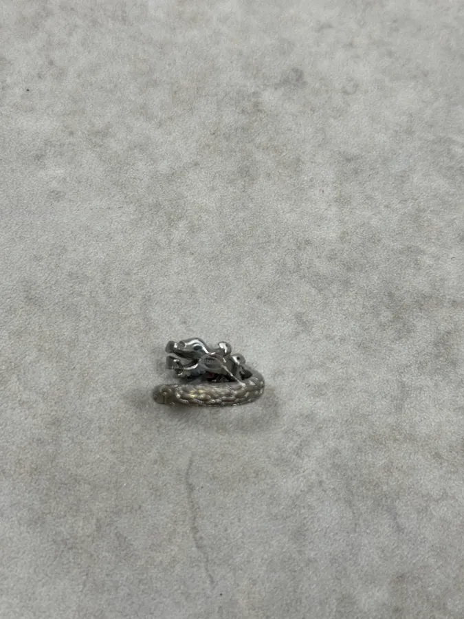 2000s Cavalli Blue Asian Dragon Metal Ring - Image 4