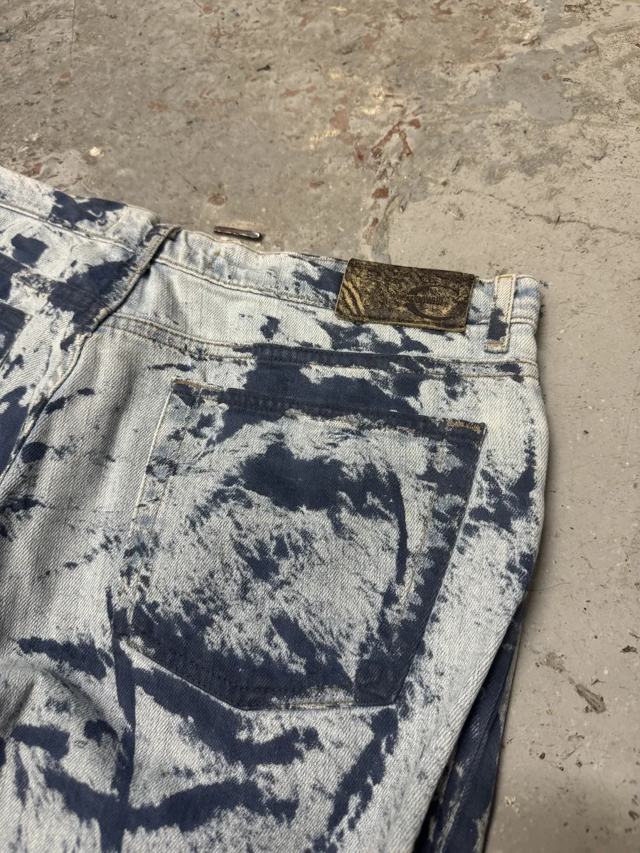 2000s Cavalli Blue Blurred Denim Jeans - Image 6