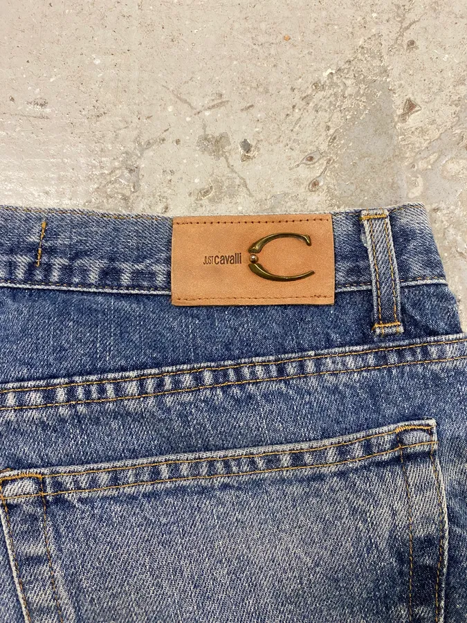 2000s Cavalli Blue Denim Faded Jeans - Image 5