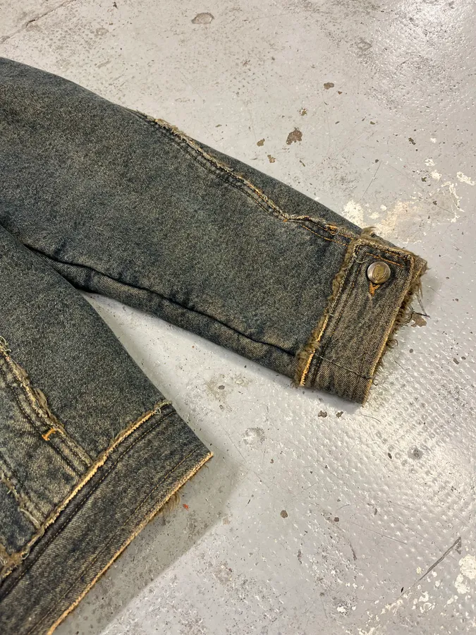 2000s Cavalli Blue Faded Denim Faux Fur Jacket - Image 7