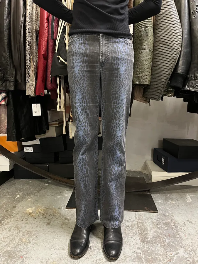 2000s Cavalli Blue Leopard Pants - Image 2