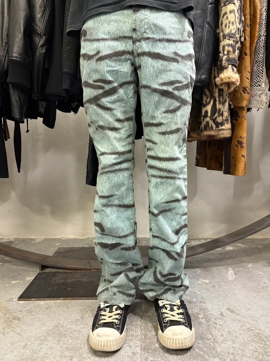 2000s Cavalli Blue Safari Savage Striped Pants - Image 3