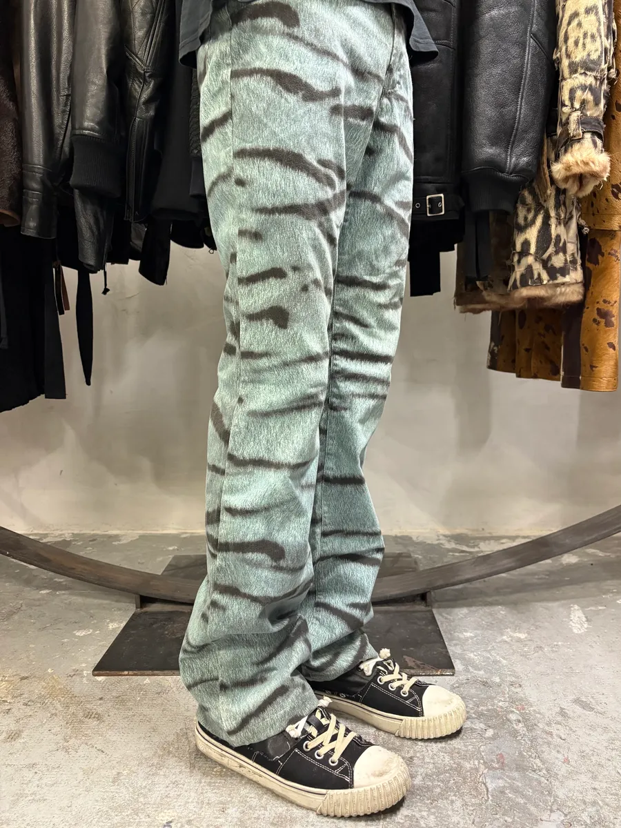 2000s Cavalli Blue Safari Savage Striped Pants - Image 4