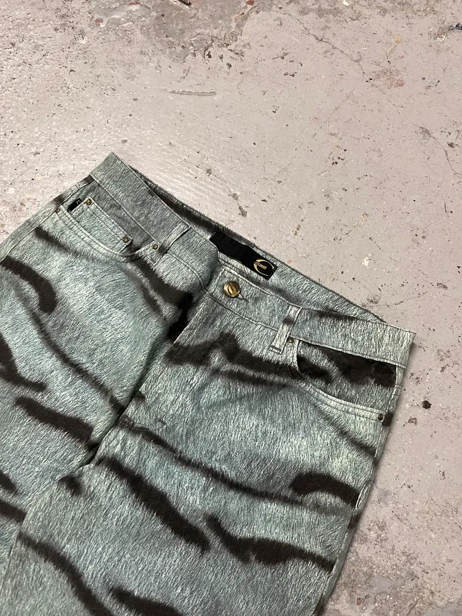 2000s Cavalli Blue Safari Savage Striped Pants - Image 7
